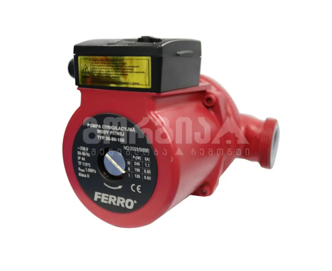 საცირკულაციო ტუმბო 25-80 Ferro 0301W Ferro — წლის ტუმბო